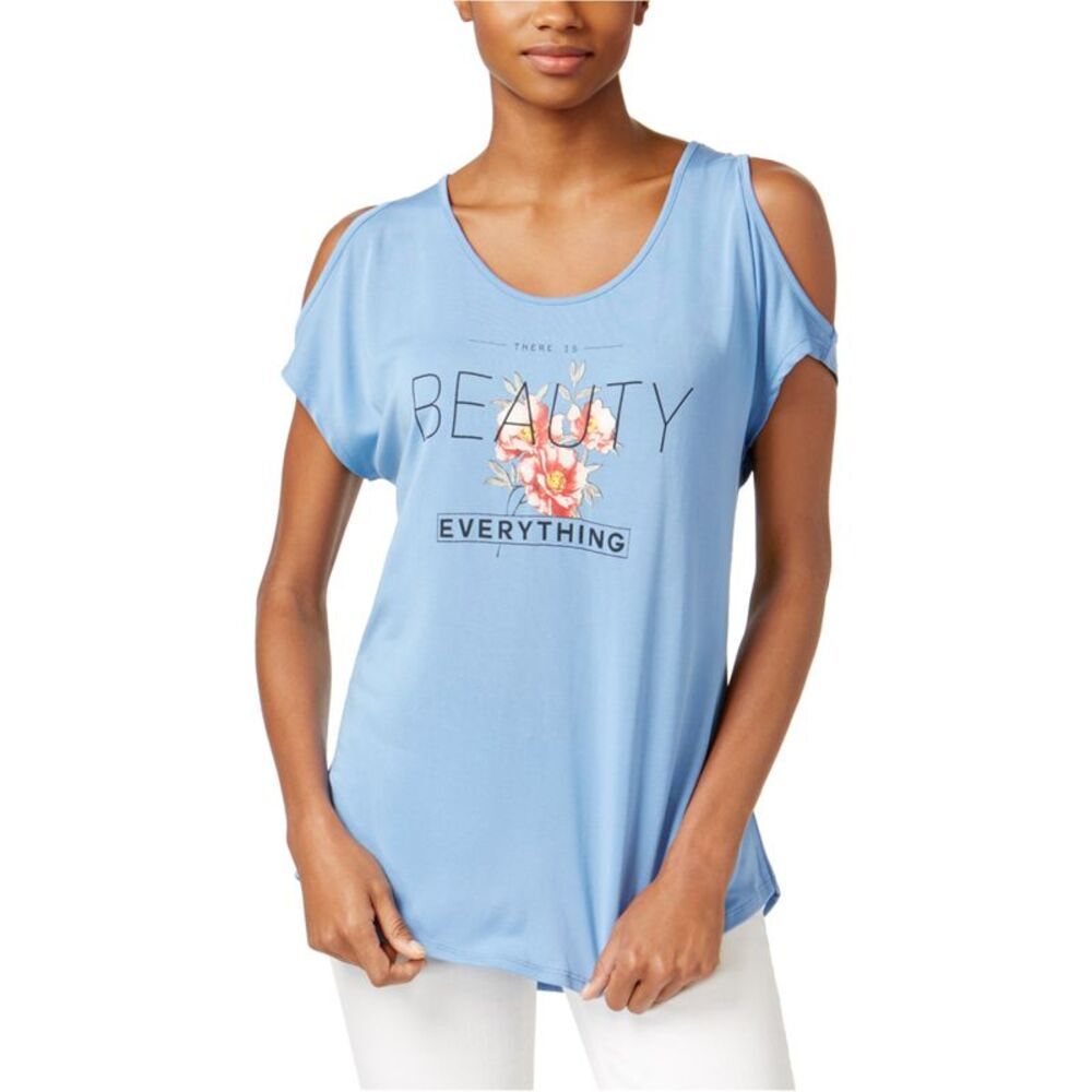 Jamie & Layla Womens Cold Shoulder Graphic T-Shirt, NWT